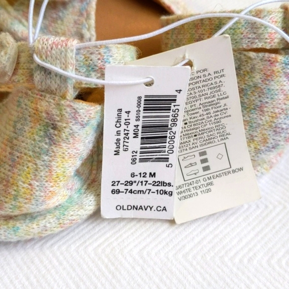 NEW old navy pastel multi knit bow sandals with velcro closure 6-12 months baby - Picture 3 of 6